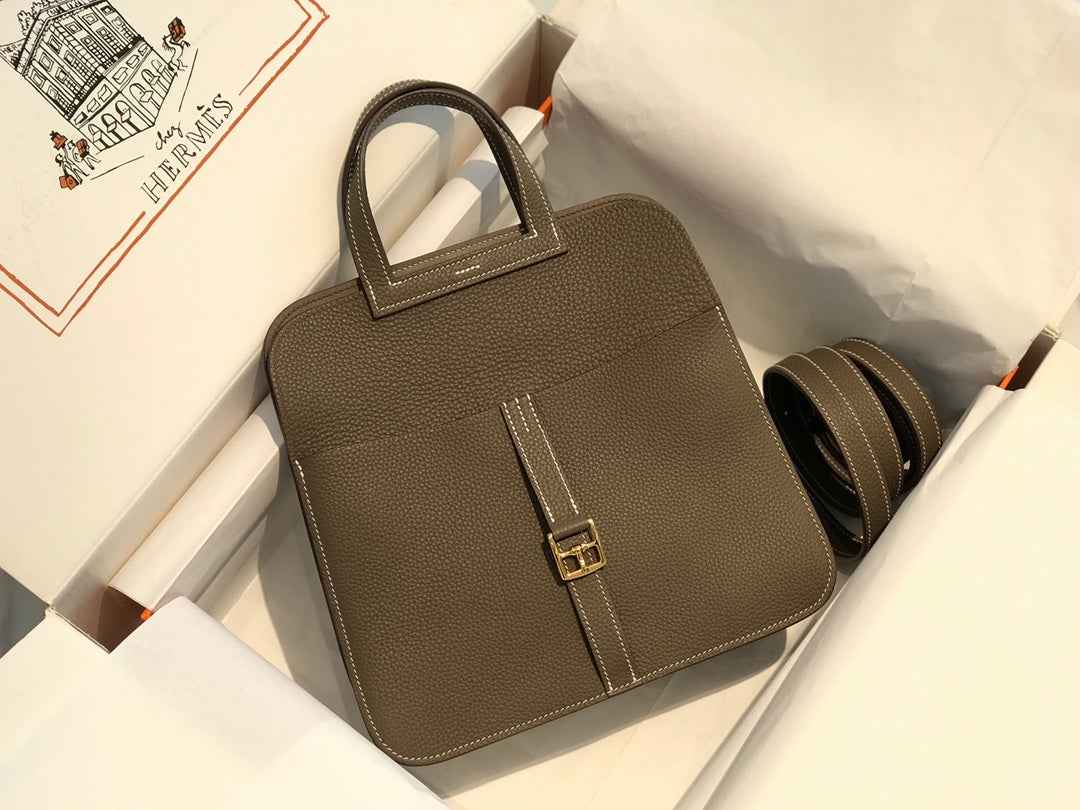 Hermes Mini Halzan 22 Bag Togo Gray Leather H082145