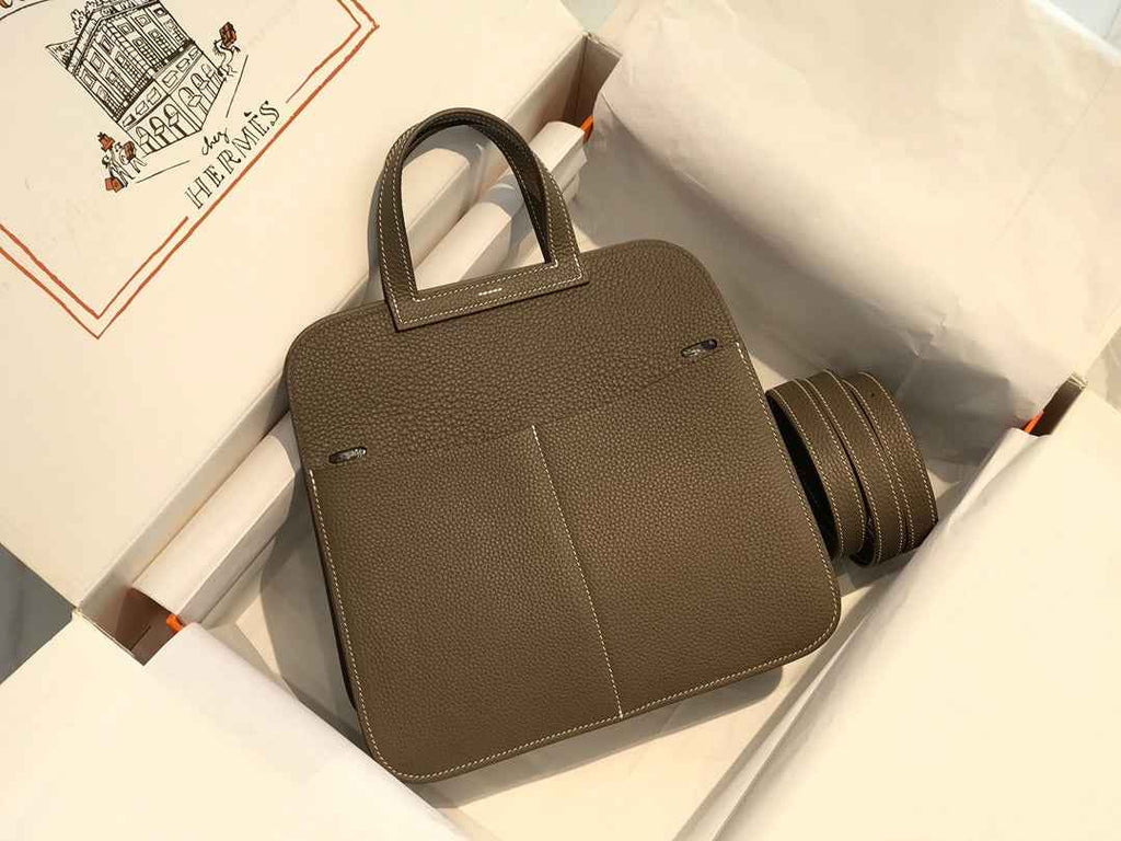 Hermes Mini Halzan 22 Bag Togo Gray Leather H082145