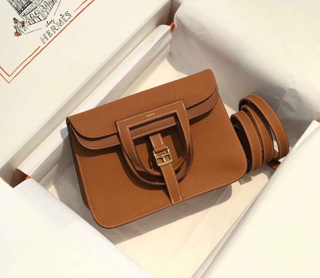 Hermes Mini Halzan 22 Bag Tan Togo Leather H082144