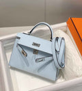 Hermes Mini Kelly II Bag 19 Light Blue Epsom Gold Hardware H86101