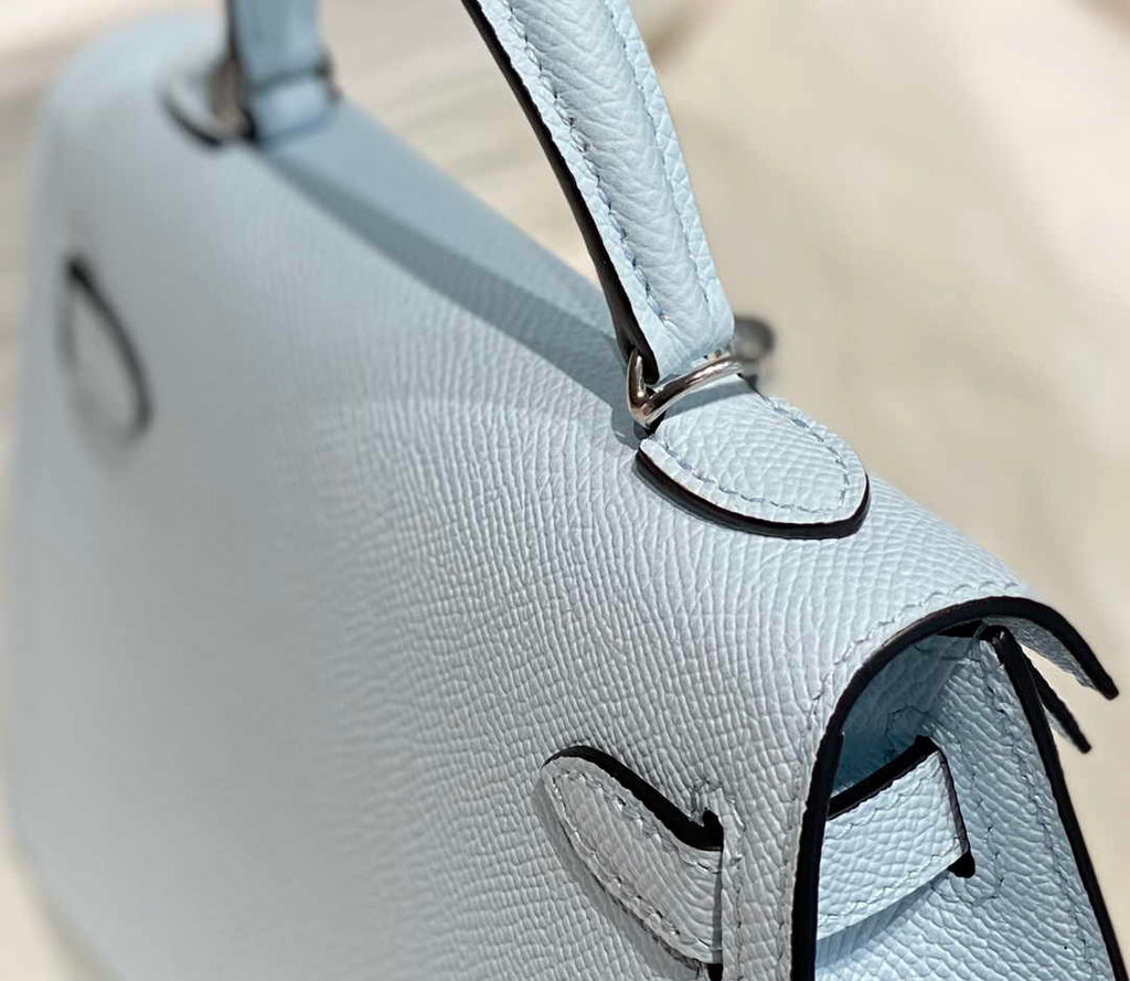 Hermes Mini Kelly II Bag 19 Light Blue Epsom Gold Hardware H86101