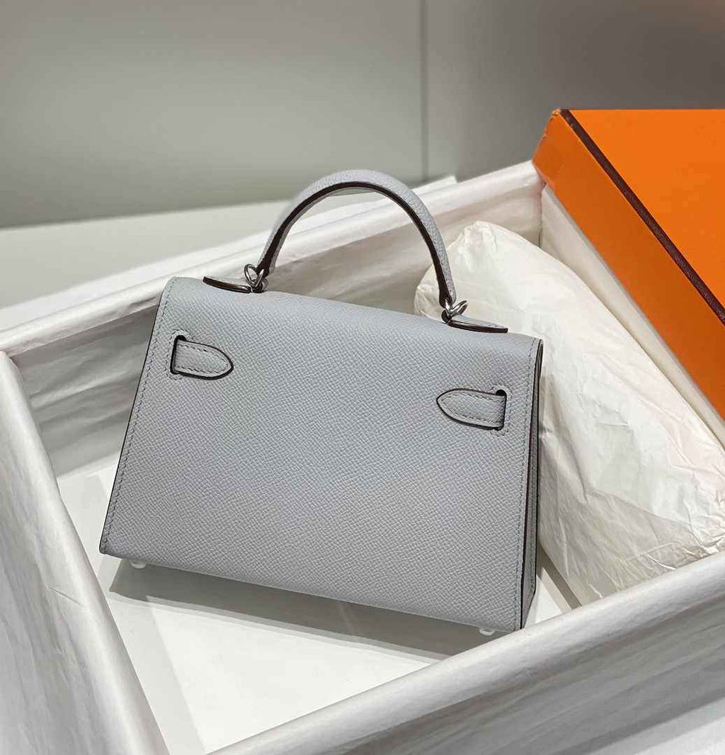 Hermes Mini Kelly II Bag 19 Light Gray Epsom Gold Hardware H86102