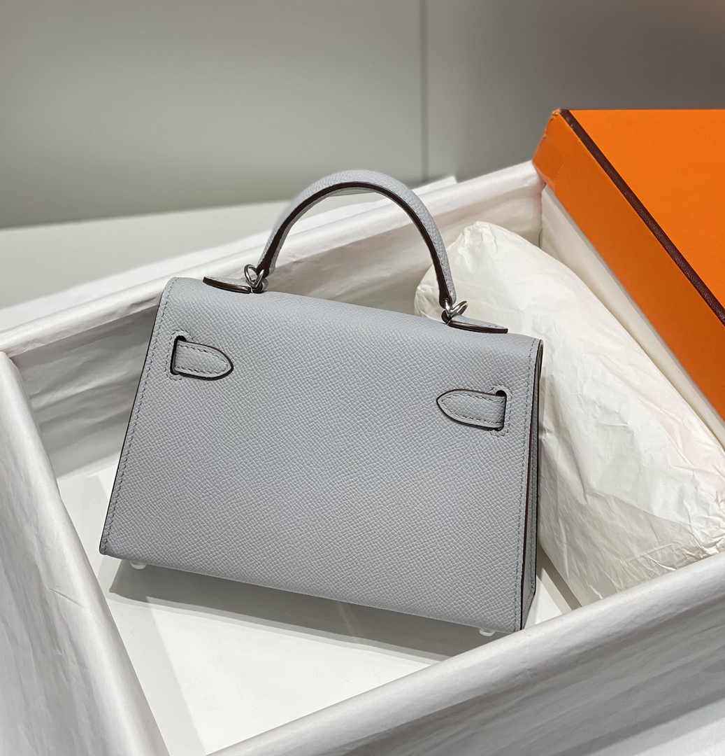 Hermes Mini Kelly II Bag 19 Light Gray Epsom Gold Hardware H86102