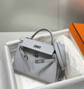Hermes Mini Kelly II Bag 19 Light Gray Epsom Gold Hardware H86102
