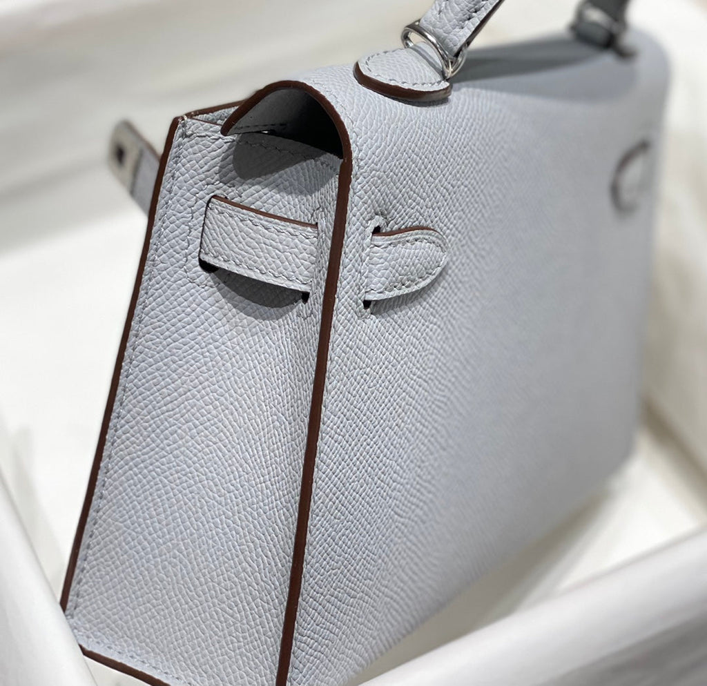 Hermes Mini Kelly II Bag 19 Light Gray Epsom Gold Hardware H86102