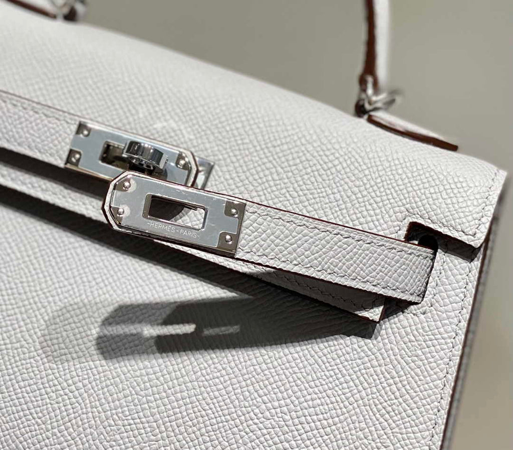 Hermes Mini Kelly II Bag 19 Light Gray Epsom Gold Hardware H86102