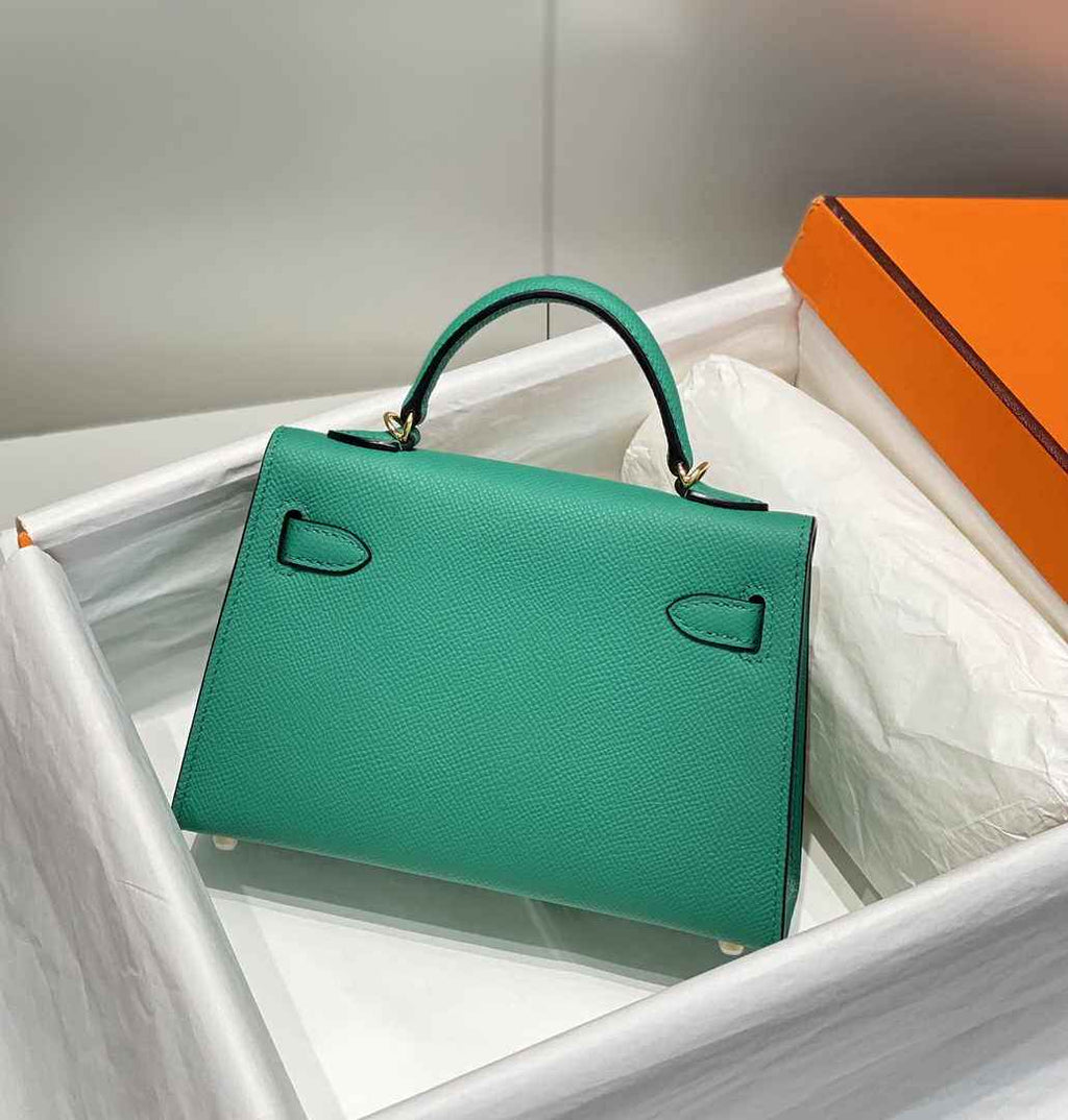Hermes Mini Kelly II Bag 19 Green Epsom Gold Hardware H86100
