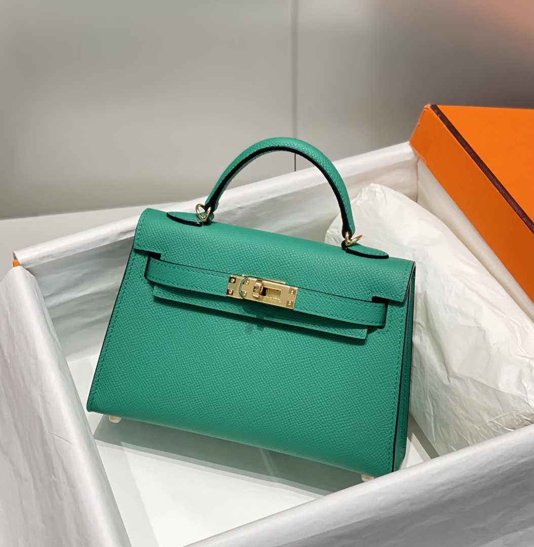Hermes Mini Kelly II Bag 19 Green Epsom Gold Hardware H86100