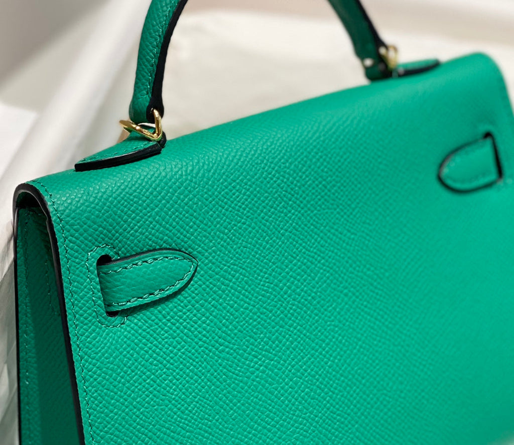 Hermes Mini Kelly II Bag 19 Green Epsom Gold Hardware H86100