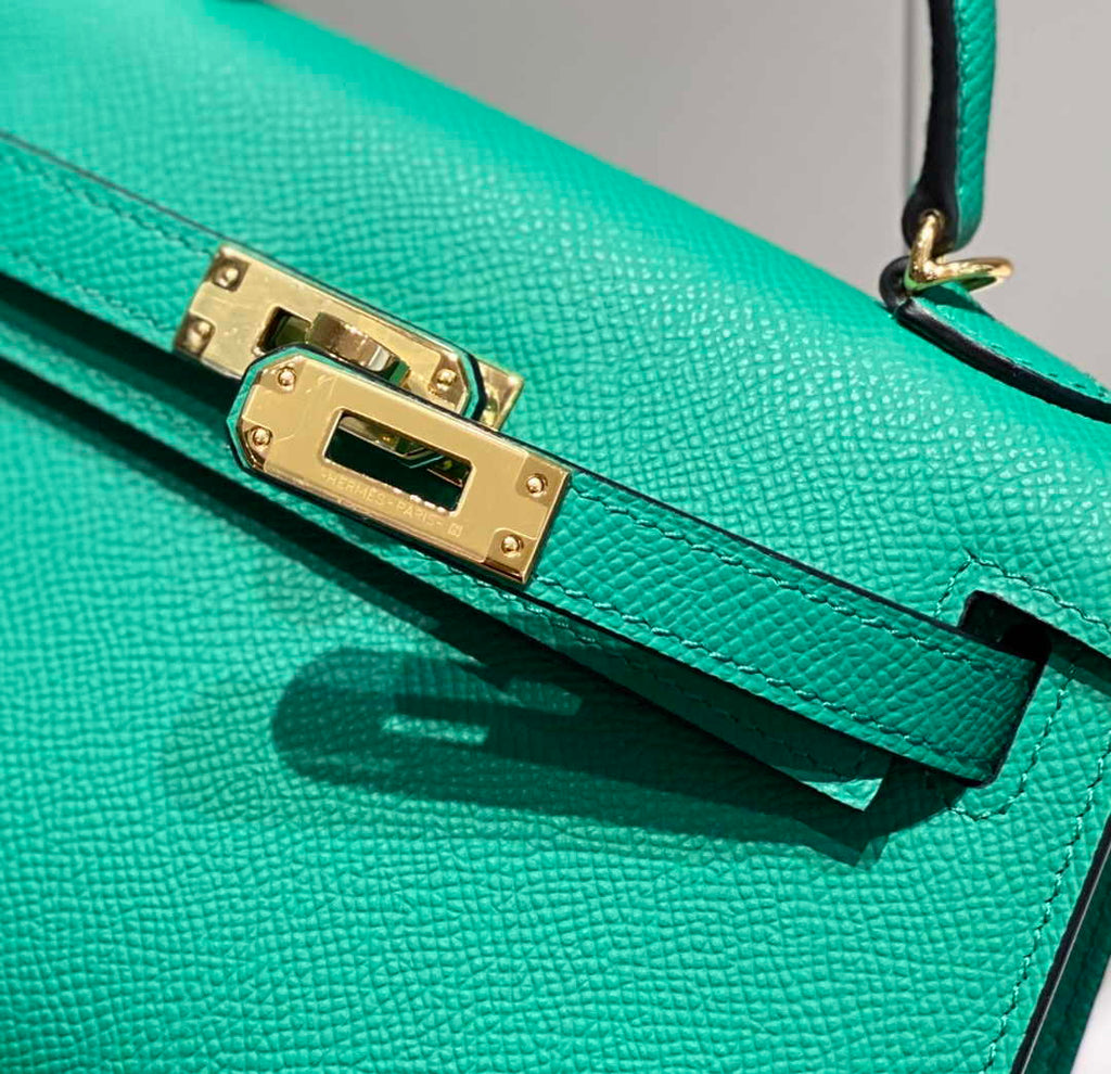 Hermes Mini Kelly II Bag 19 Green Epsom Gold Hardware H86100
