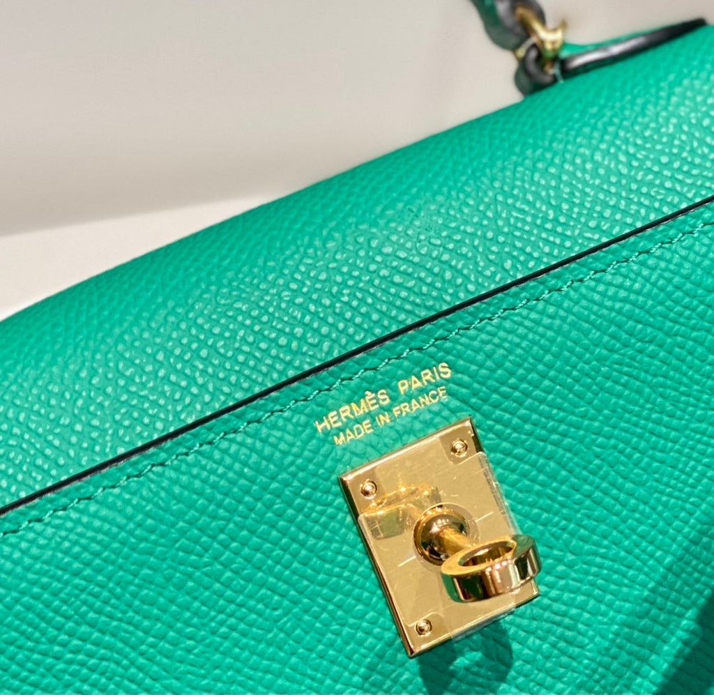 Hermes Mini Kelly II Bag 19 Green Epsom Gold Hardware H86100