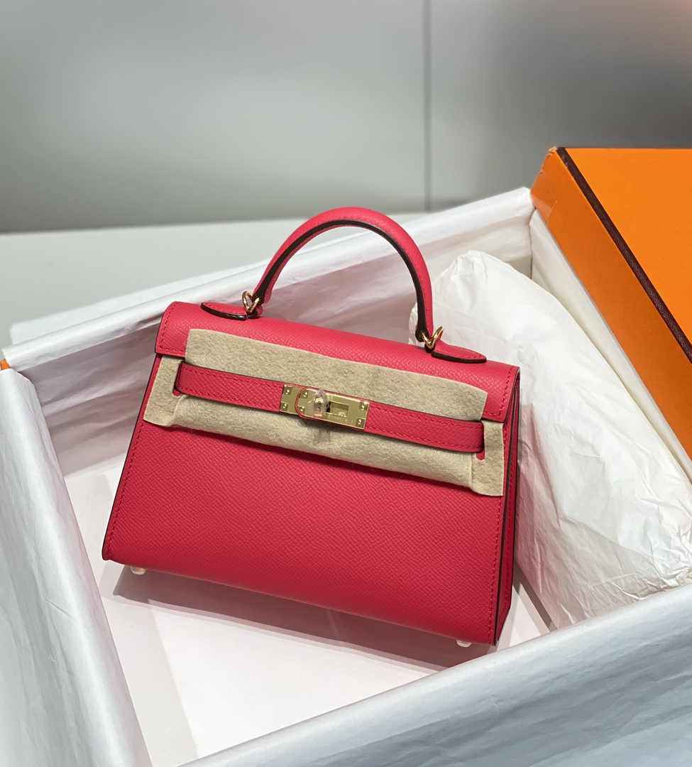 Hermes Mini Kelly II Bag 19 Red Epsom Gold Hardware H86105