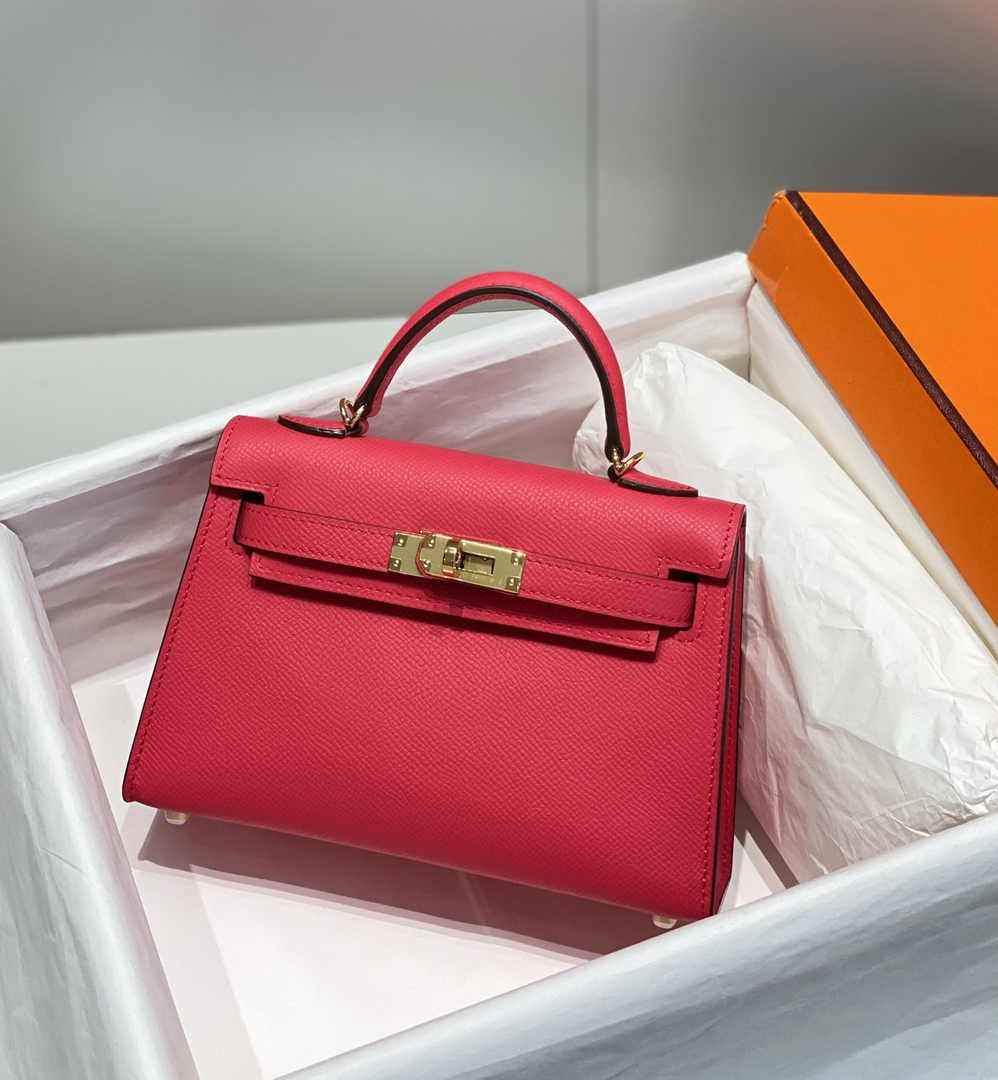 Hermes Mini Kelly II Bag 19 Red Epsom Gold Hardware H86105