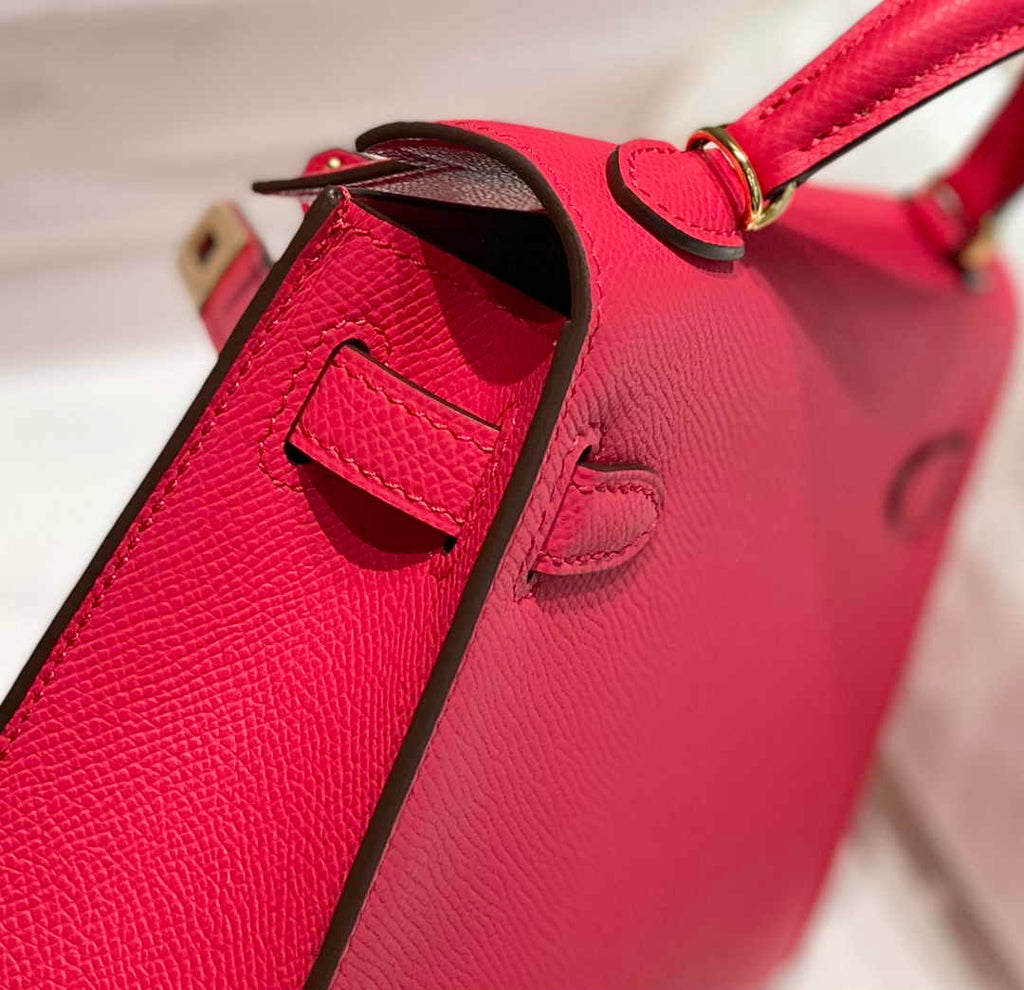 Hermes Mini Kelly II Bag 19 Red Epsom Gold Hardware H86105