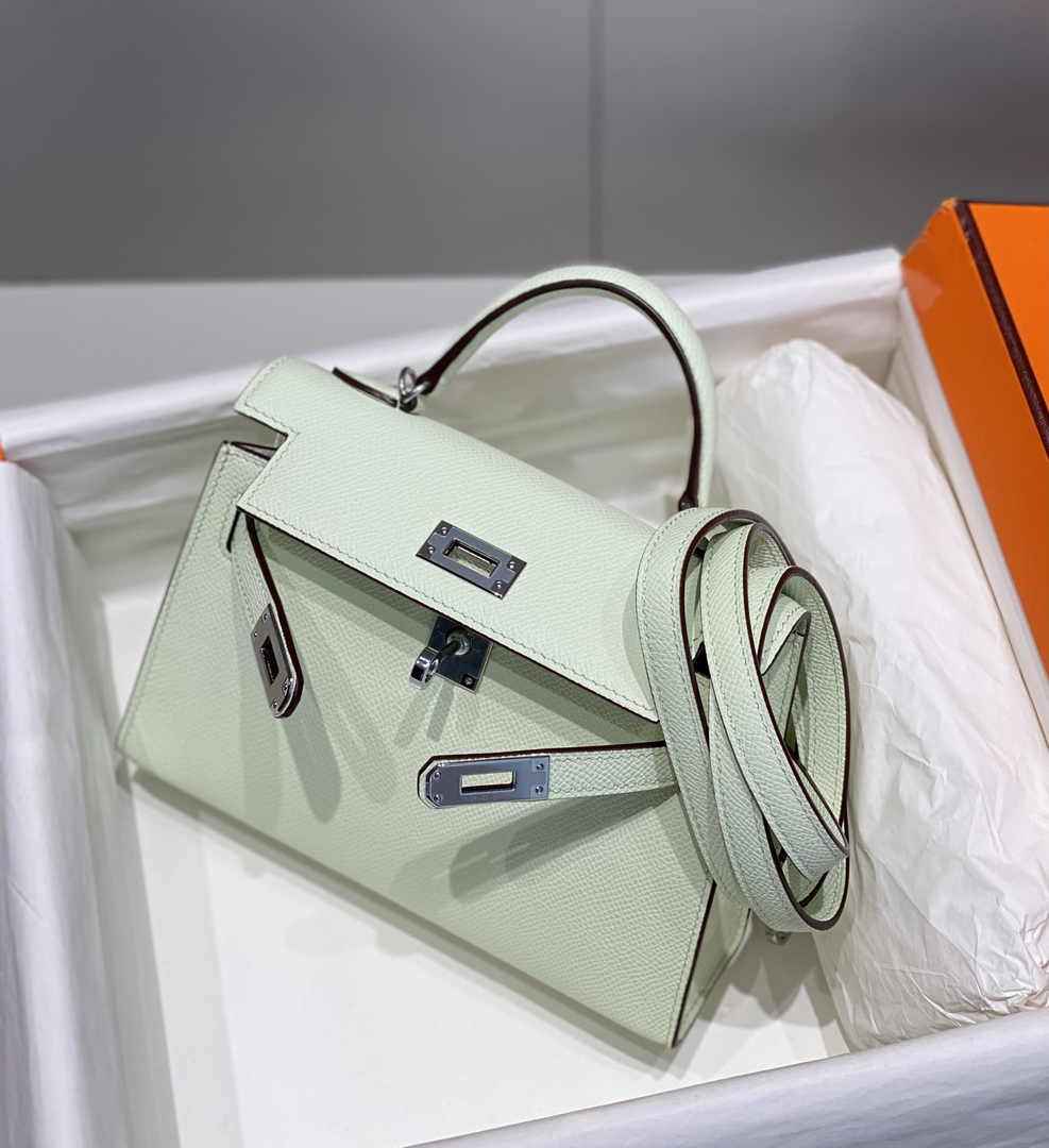 Hermes Mini Kelly II Bag 19 Light Green Epsom Gold Hardware H86106