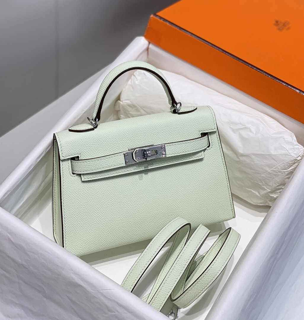 Hermes Mini Kelly II Bag 19 Light Green Epsom Gold Hardware H86106