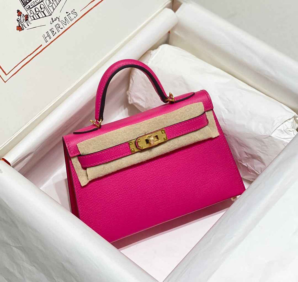 Hermes Mini Kelly II Bag 19 Gold Hardware with Epsom Plum