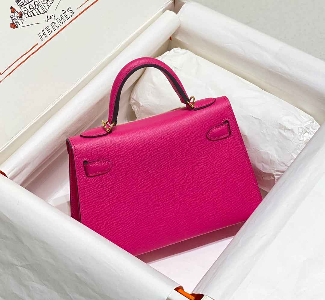 Hermes Mini Kelly II Bag 19 Gold Hardware with Epsom Plum