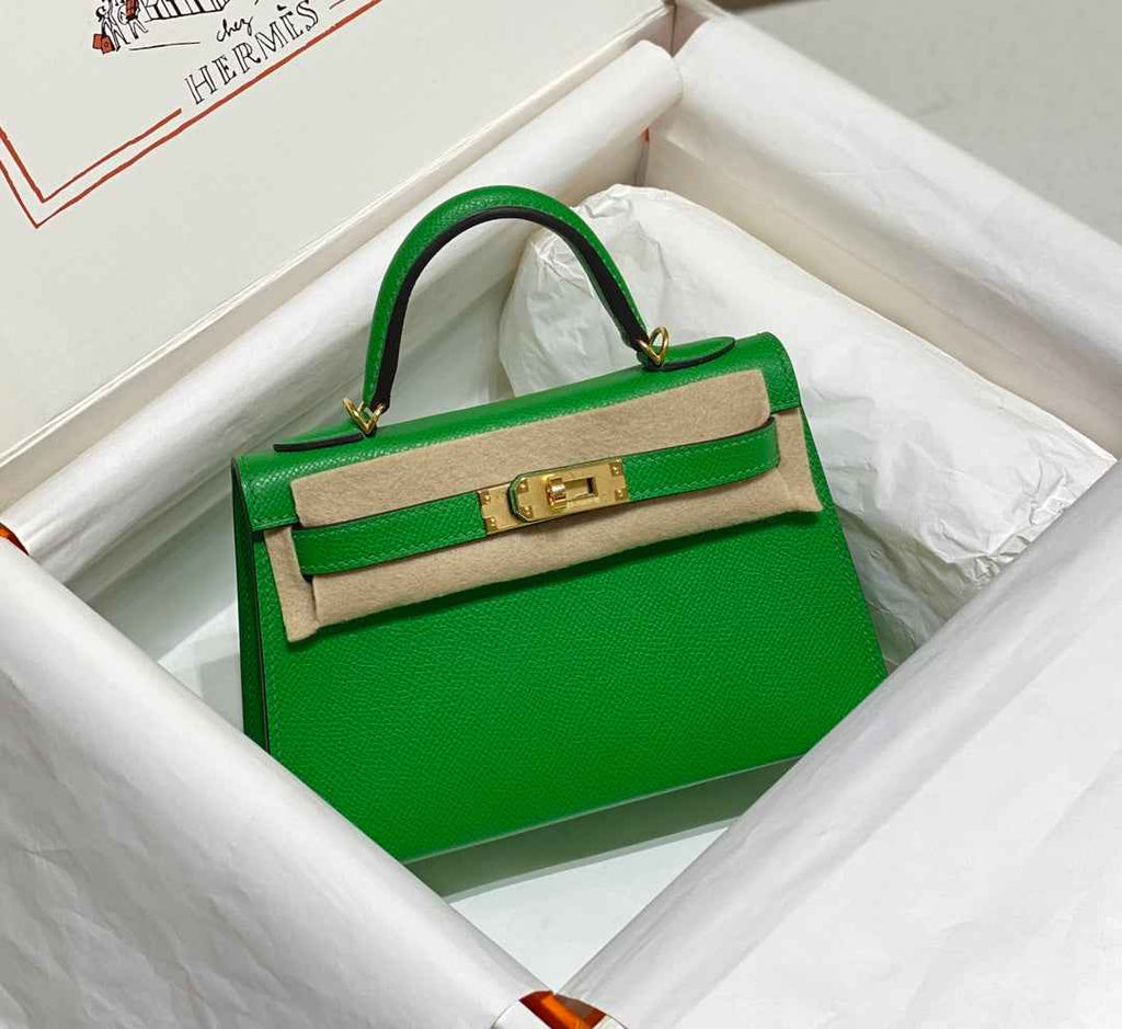 Hermes Mini Kelly II Bag 19 Gold Hardware with Epsom Green
