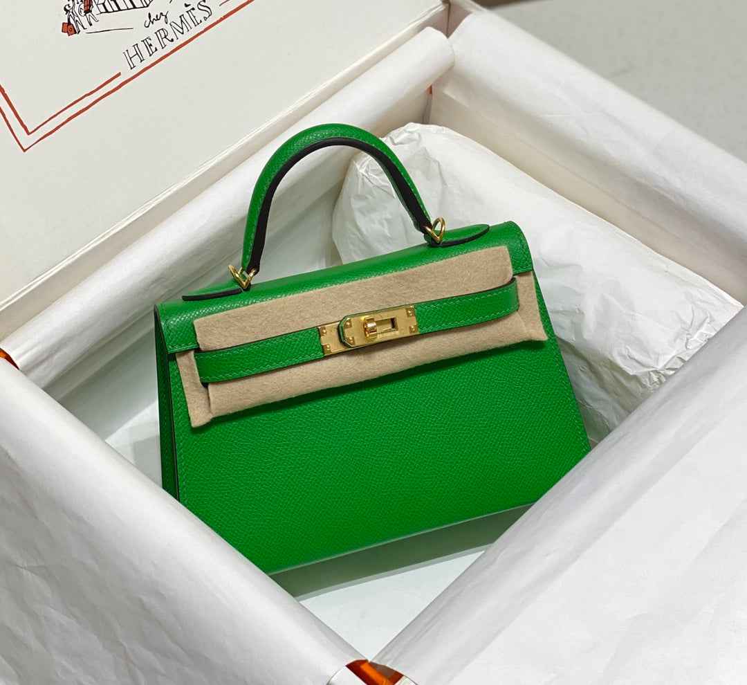 Hermes Mini Kelly II Bag 19 Gold Hardware with Epsom Green