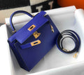 Hermes Mini Kelly II Bag 19 Gold Hardware with Epsom Blue