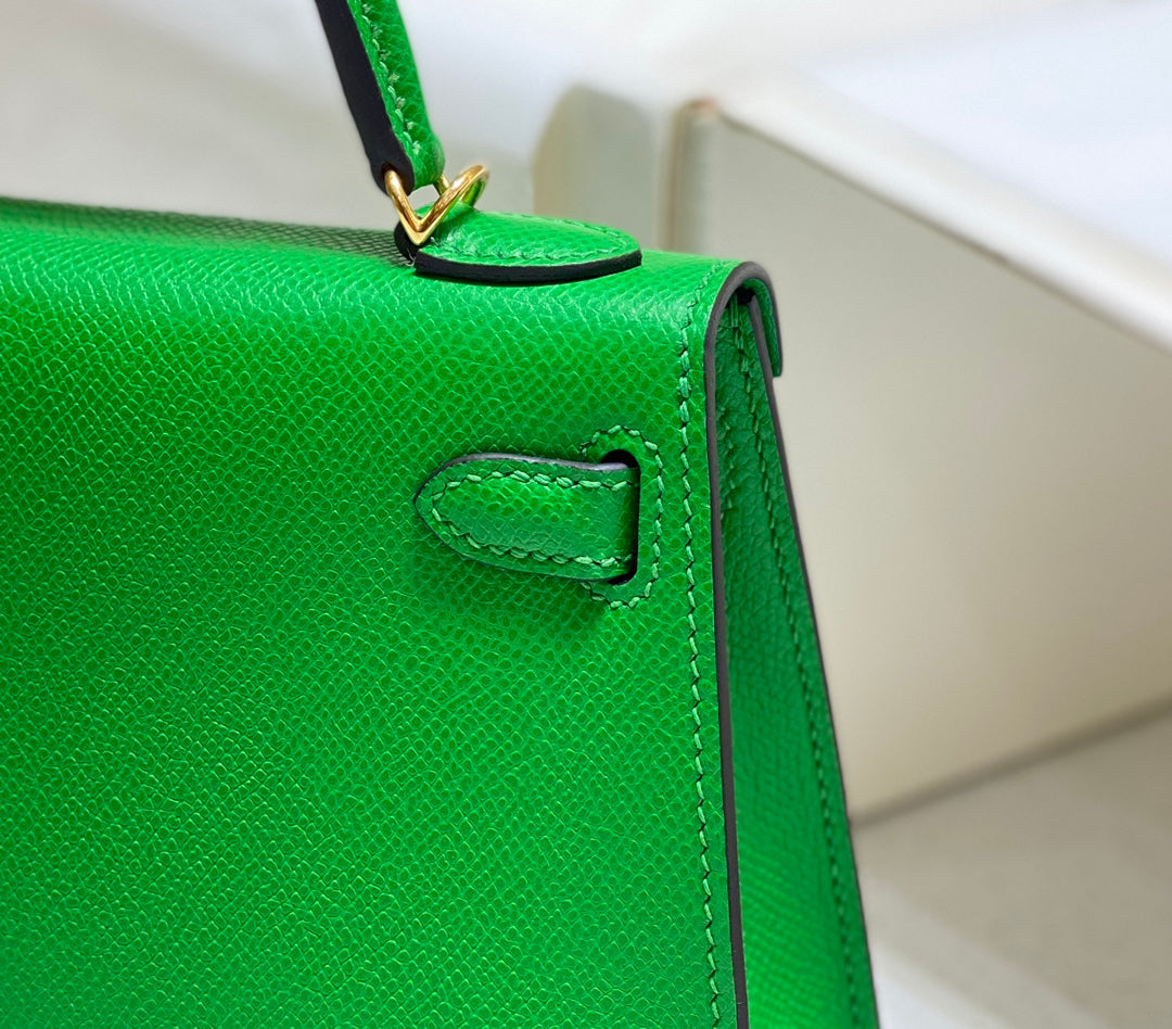 Hermes Mini Kelly II Bag 19 Gold Hardware with Epsom Green