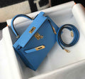 Hermes Mini Kelly II Bag 19 Gold Hardware with Epsom Light Blue