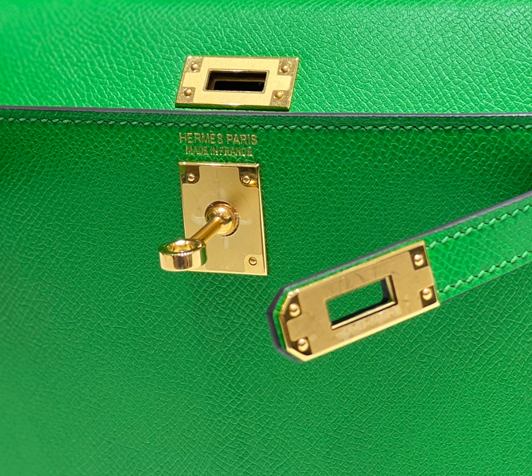 Hermes Mini Kelly II Bag 19 Gold Hardware with Epsom Green