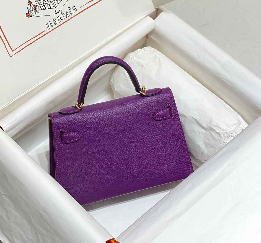 Hermes Mini Kelly II Bag 19 Gold Hardware with Epsom Purple