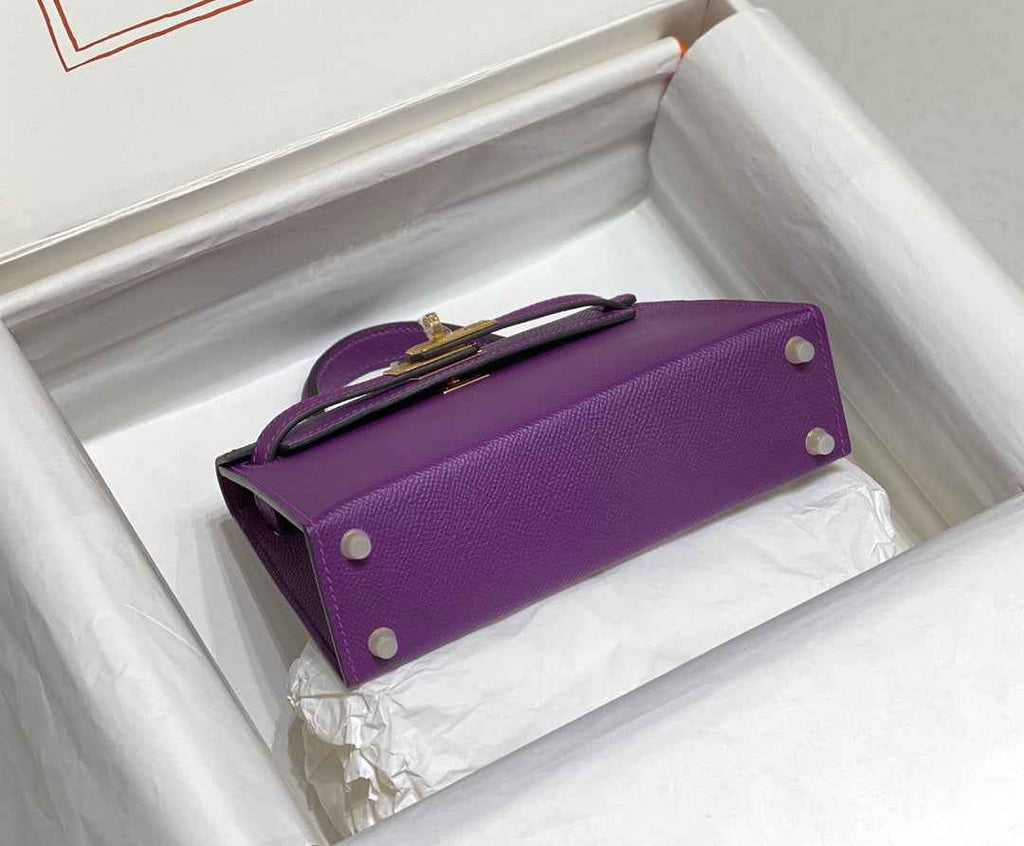 Hermes Mini Kelly II Bag 19 Gold Hardware with Epsom Purple