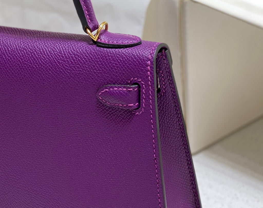 Hermes Mini Kelly II Bag 19 Gold Hardware with Epsom Purple