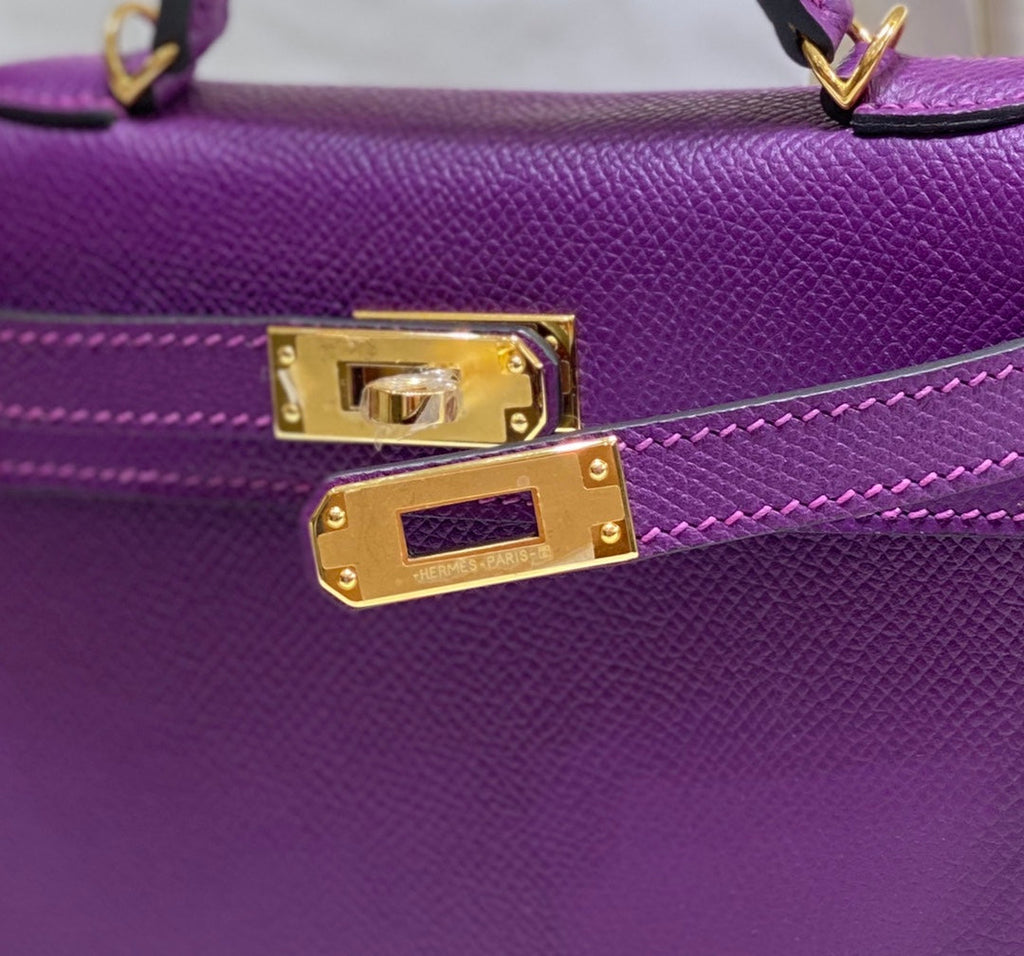 Hermes Mini Kelly II Bag 19 Gold Hardware with Epsom Purple