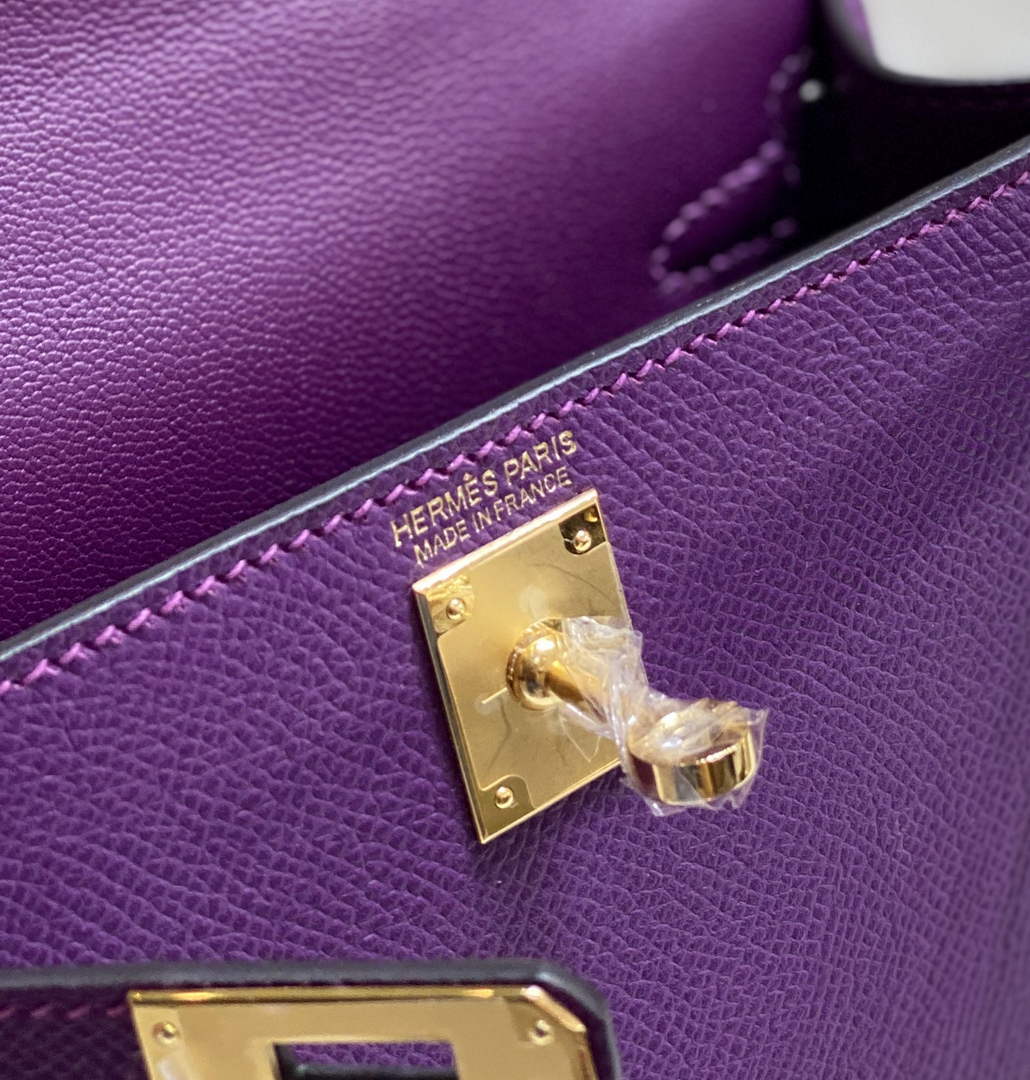 Hermes Mini Kelly II Bag 19 Gold Hardware with Epsom Purple