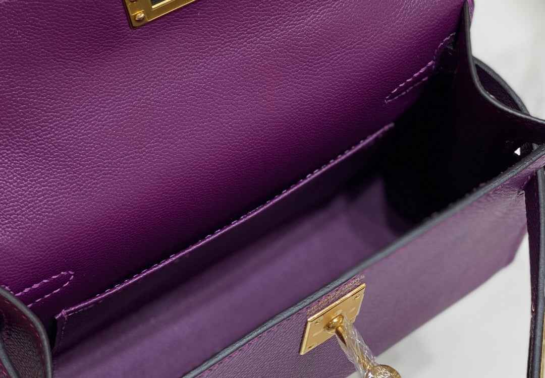 Hermes Mini Kelly II Bag 19 Gold Hardware with Epsom Purple