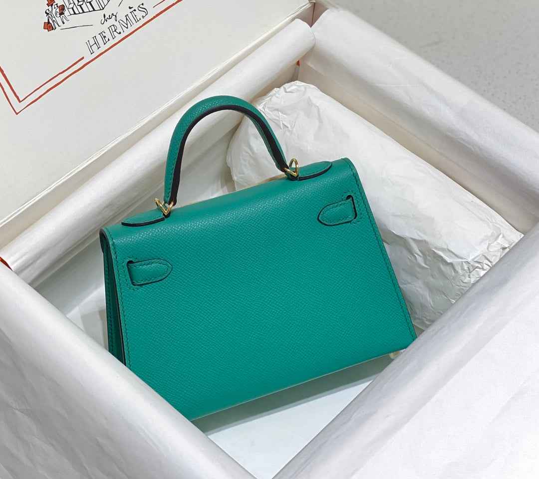 Hermes Mini Kelly II Bag 19 Gold Hardware with Epsom Leather Green