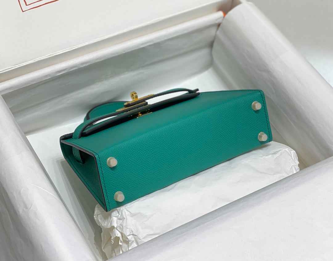 Hermes Mini Kelly II Bag 19 Gold Hardware with Epsom Leather Green