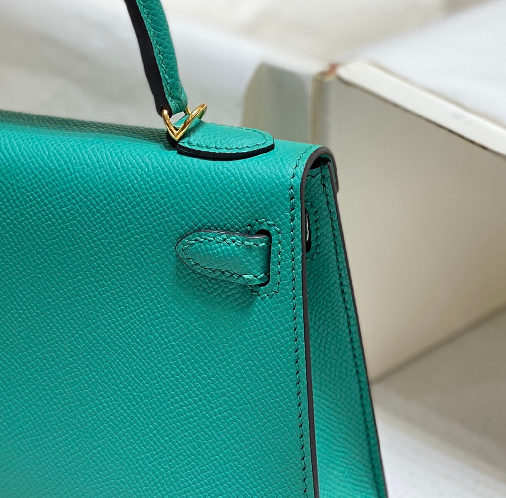 Hermes Mini Kelly II Bag 19 Gold Hardware with Epsom Leather Green