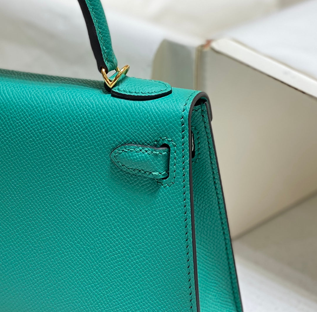 Hermes Mini Kelly II Bag 19 Gold Hardware with Epsom Leather Green