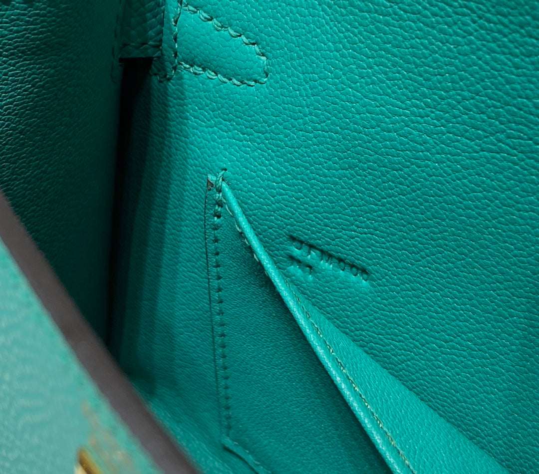 Hermes Mini Kelly II Bag 19 Gold Hardware with Epsom Leather Green