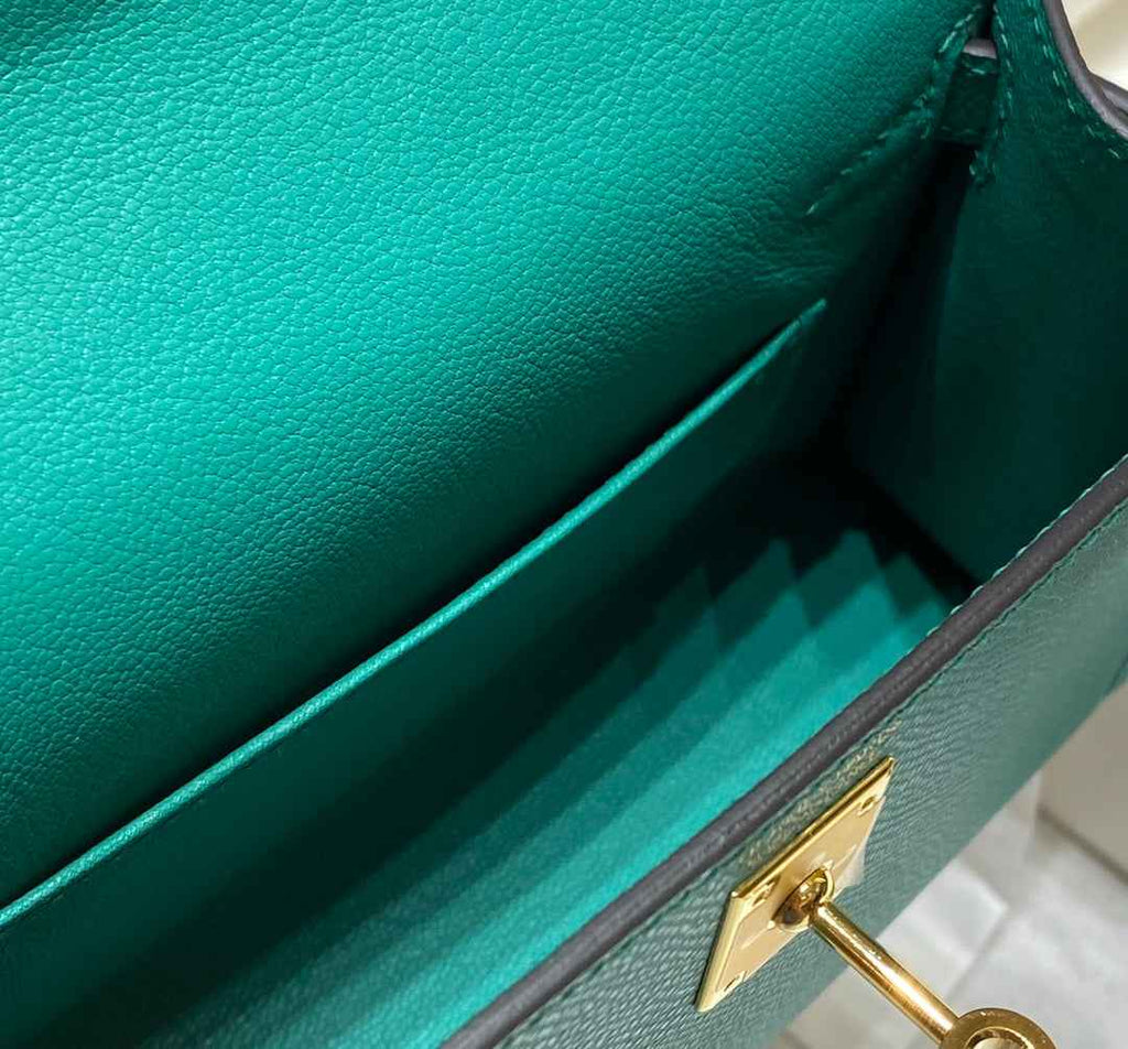 Hermes Mini Kelly II Bag 19 Gold Hardware with Epsom Leather Green