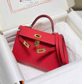 Hermes Mini Kelly II Bag 19 Gold Hardware with Epsom Red
