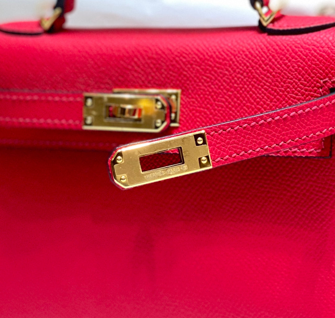 Hermes Mini Kelly II Bag 19 Gold Hardware with Epsom Red