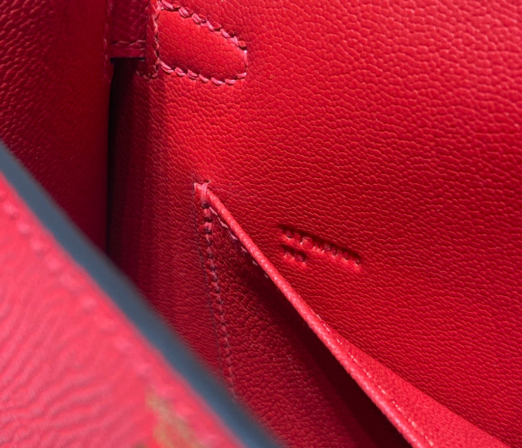 Hermes Mini Kelly II Bag 19 Gold Hardware with Epsom Red