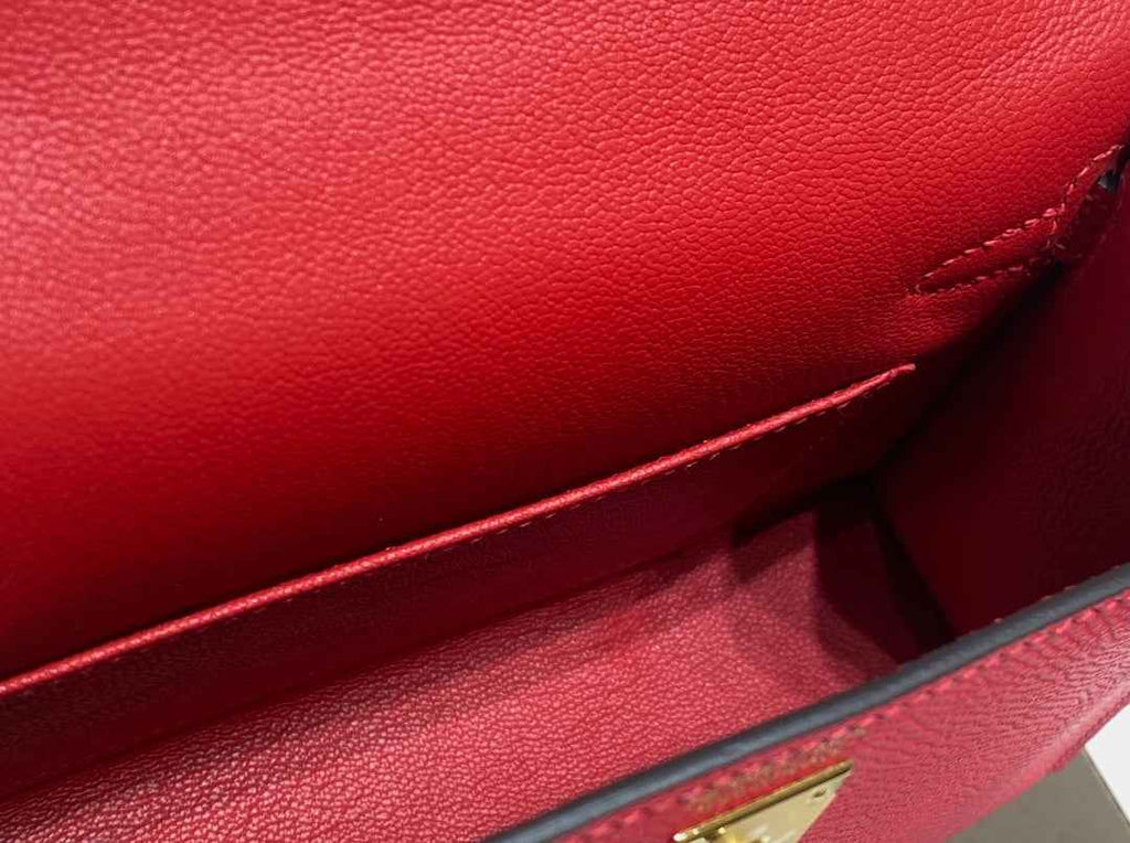 Hermes Mini Kelly II Bag 19 Gold Hardware with Epsom Red