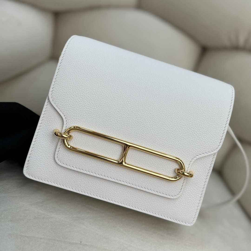 Hermès Mini Roulis Bag White Evercolor Gold Hardware H50308