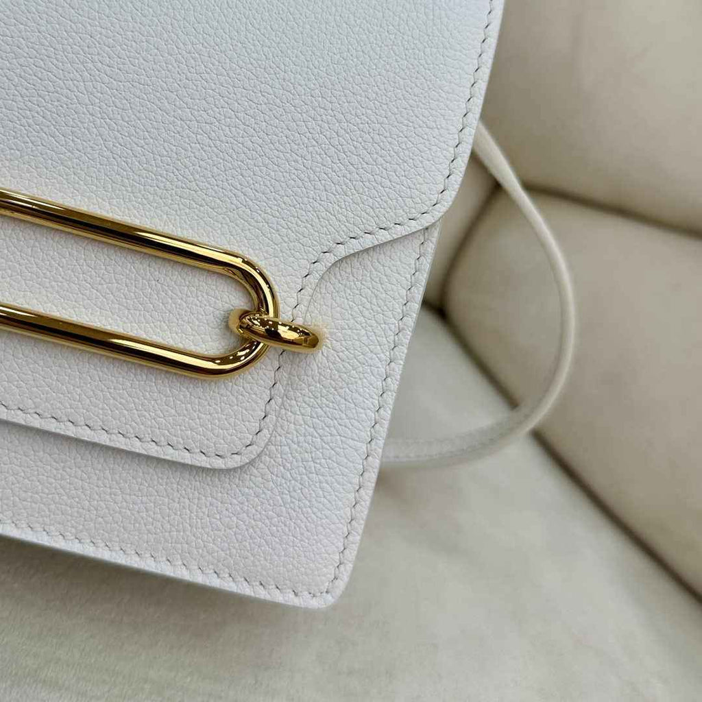 Hermès Mini Roulis Bag White Evercolor Gold Hardware H50308