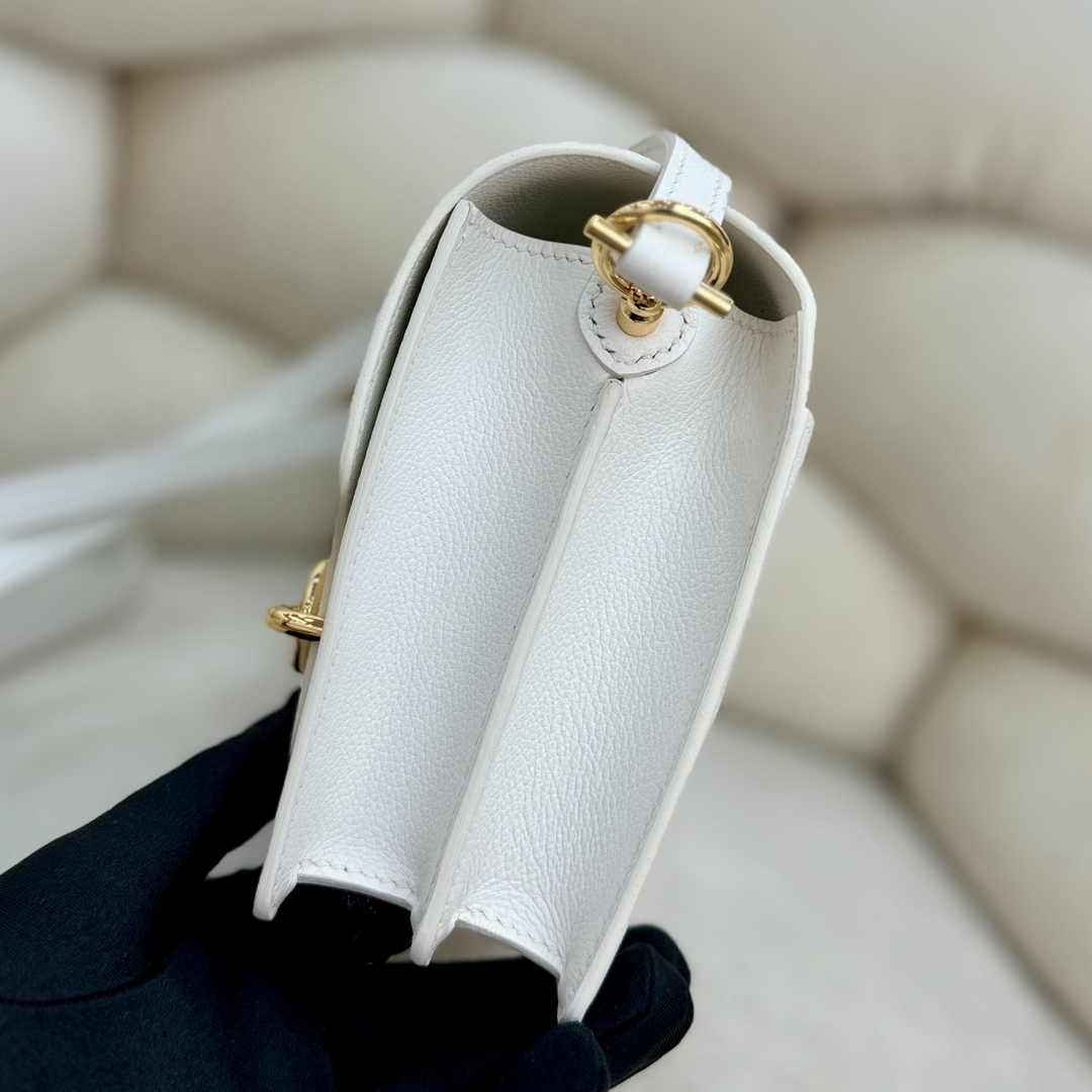 Hermès Mini Roulis Bag White Evercolor Gold Hardware H50308