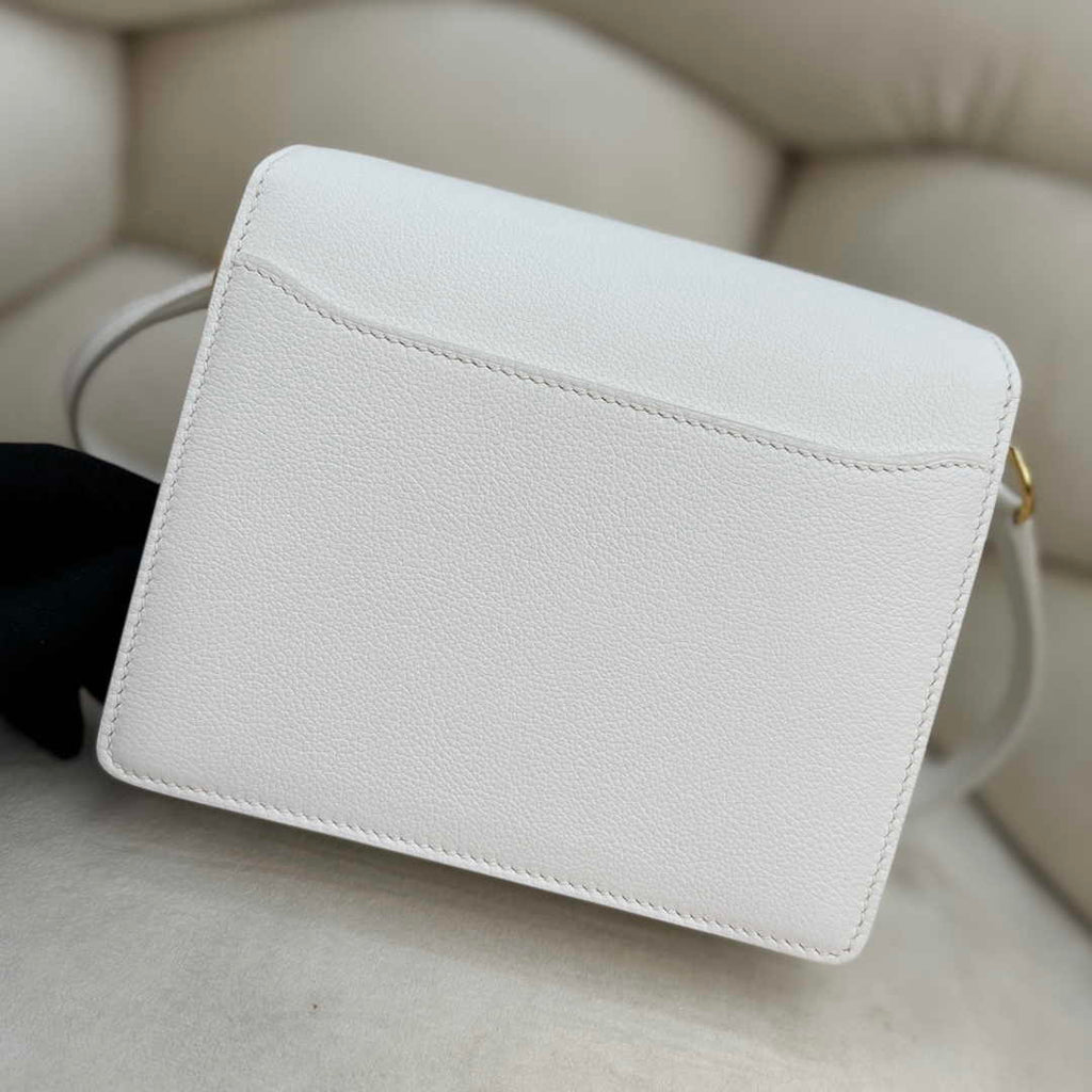 Hermès Mini Roulis Bag White Evercolor Gold Hardware H50308