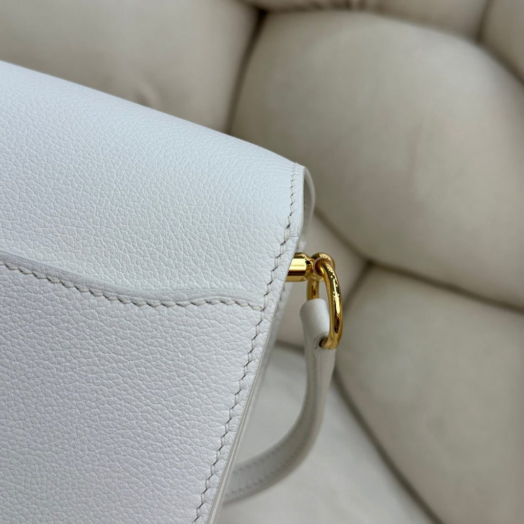 Hermès Mini Roulis Bag White Evercolor Gold Hardware H50308