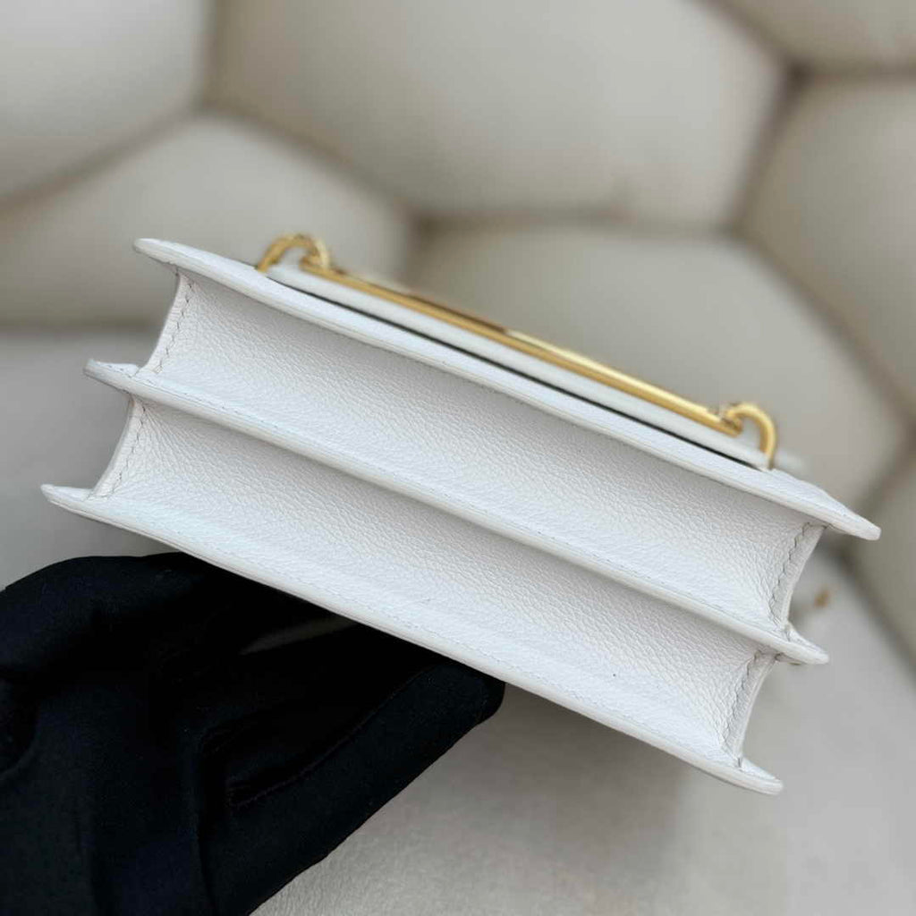 Hermès Mini Roulis Bag White Evercolor Gold Hardware H50308
